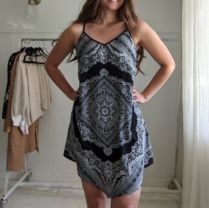 Bandana printed black and white slip dress